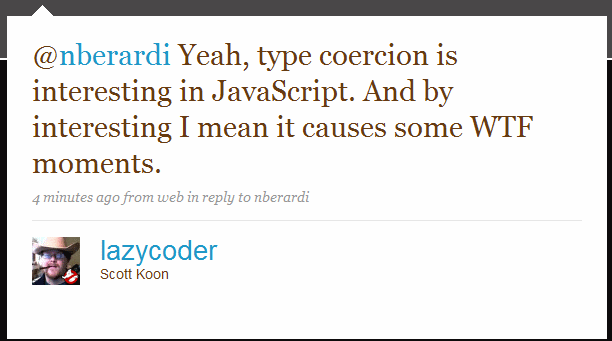 LazyCoder (Scott Koon) on JavaScript Coercion LazyCoder (Scott Koon) on JavaScript Coercion