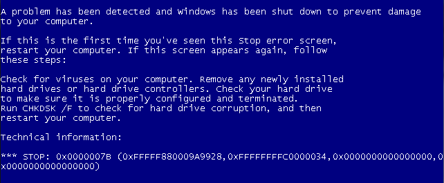 STOP 0x0000007B INACCESSABLE_BOOT_DEVICE