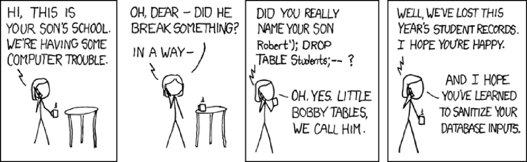 XKCD comic titled Exploits of a Mom